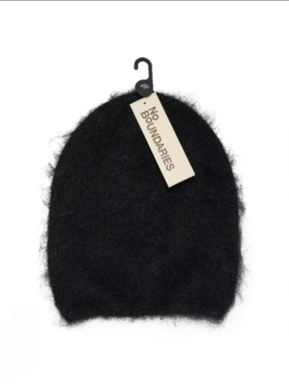 No Boundaries Women's Black Fuzzy Knit Beanie NWT
